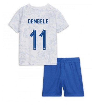 Frankrig Ousmane Dembele #11 Udebanesæt Børn VM 2022 Kort ærmer (+ korte bukser)